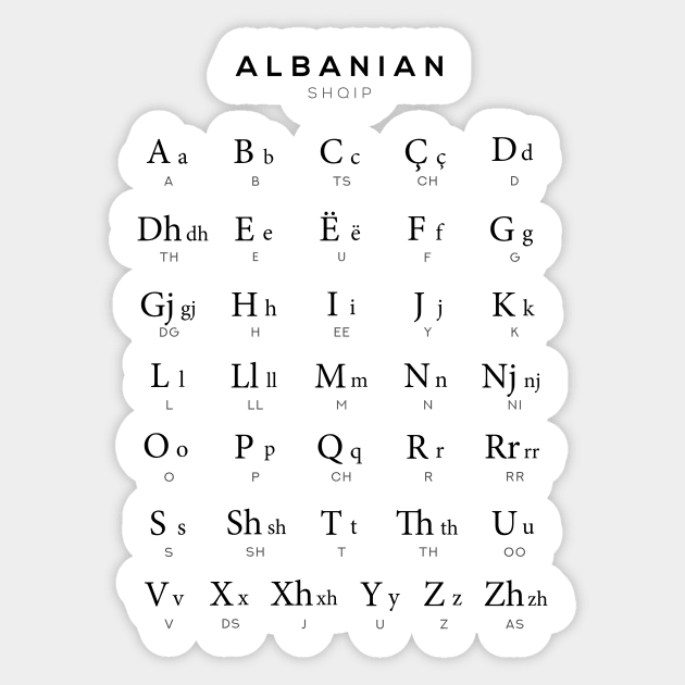 Albanian Alphabet Chart, Albania Language Learning Sticker by typelab